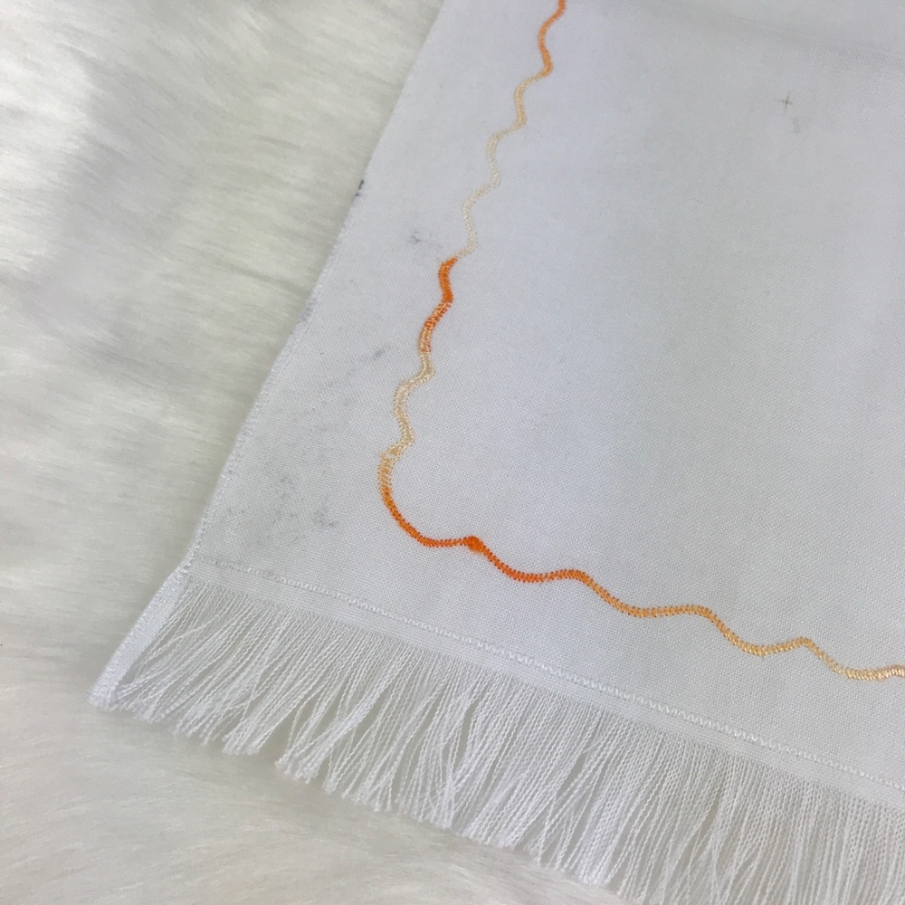 Embroidered Golden Tulips Flowers Fringe Handkerchief Vintage Style Floral - Picture 7 of 16